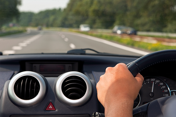 Driving down a road